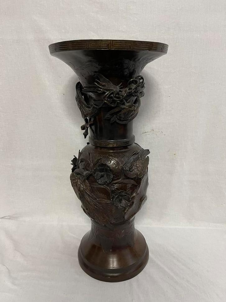 Bronzen Grote Japanse Vaas Meiji Periode 70 cm Hoog, Antiek en Kunst, Antiek | Koper en Brons, Ophalen