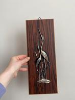Vintage wandpaneeltje met 3d metalen vogels, Q, Q, Ophalen of Verzenden, Zo goed als nieuw