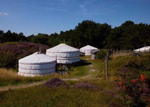 Ter overname 4 perfecte Nooitmeerhaast yurts incl. inboedel., Caravans en Kamperen, Tenten, Zo goed als nieuw, Ophalen
