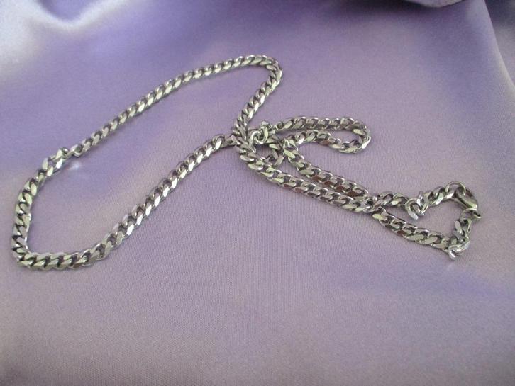 Cool Cuban Masculine halsketting, 55 cm, 5 mm x 2 mm, Sieraden, Tassen en Uiterlijk, Kettingen, Nieuw, Overige materialen, Zilver