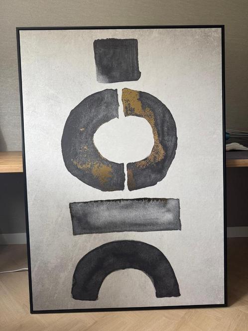 Groot modern schilderij 100x140 cm strak design met goud, Huis en Inrichting, Woonaccessoires | Schilderijen, Tekeningen en Foto's