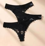 Zwarte String met kant, Ophalen of Verzenden, Zwart, String