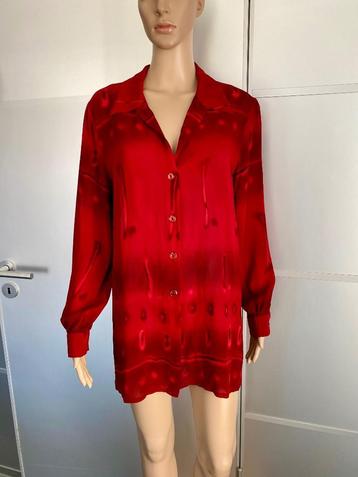 i151 Lange blouse rood maat 40/42=M/L tuniek top beschikbaar voor biedingen
