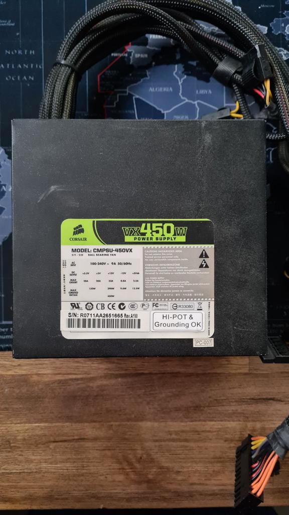 Corsair VX450W Voeding - Betrouwbaar en Stil, Computers en Software, Interne voedingen, Gebruikt, Ophalen of Verzenden