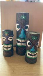 3 Totempaal kaarsenhouders, Overige materialen, Bruin, Ophalen of Verzenden, Zo goed als nieuw