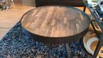 Salontafel zwart metaal met hout, Huis en Inrichting, Tafels | Salontafels, Ophalen, 50 tot 100 cm, Rond, 50 tot 100 cm
