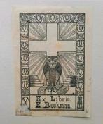 Exlibris E. Beekman (uil, zon, kruis, boeken), Antiek en Kunst, Ophalen of Verzenden