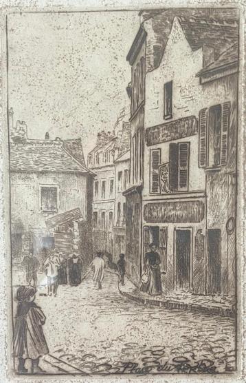 Ets Place du Tertre van Paul Le Rat (1849-1892) beschikbaar voor biedingen