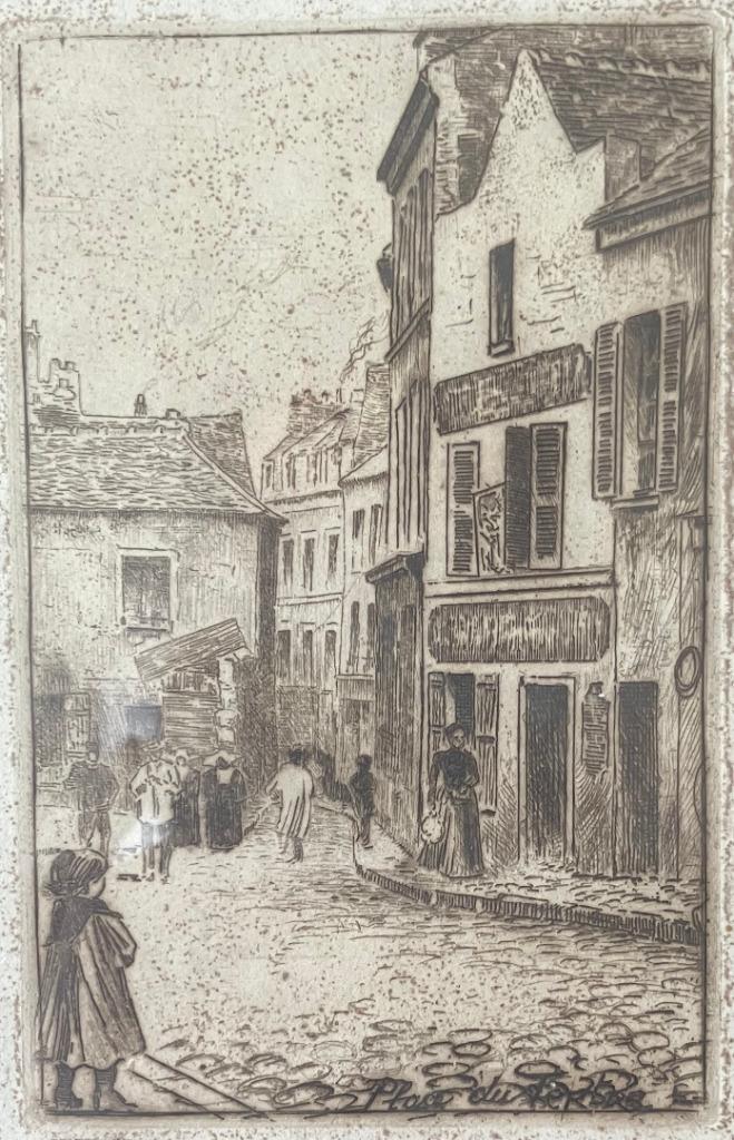 Ets Place du Tertre van Paul Le Rat (1849-1892), Antiek en Kunst, Kunst | Etsen en Gravures, Verzenden