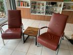 2 Stuks Harvink de Club design fauteuil - Rood leer, Huis en Inrichting, Ophalen, Minder dan 75 cm, Leer, Zo goed als nieuw