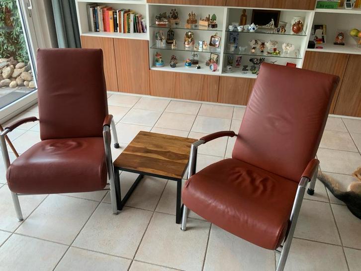 2 Stuks Harvink de Club design fauteuil - Rood leer, Huis en Inrichting, Fauteuils, Zo goed als nieuw, Leer, 75 tot 100 cm, Minder dan 75 cm