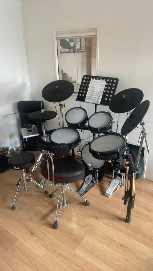 ATV exs5 elec drumstel+accessoires, zgan, standaard, extraas, Muziek en Instrumenten, Drumstellen en Slagwerk, Zo goed als nieuw