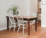 4 houten eetkamerstoelen, Huis en Inrichting, Stoelen, Ophalen, Gebruikt, Bruin, Vier