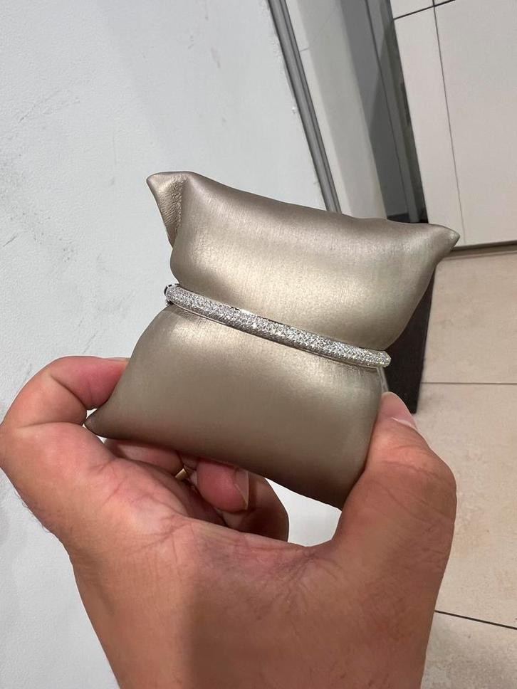 14K Witgouden slavenarmband met 1.94 carat diamant, Sieraden, Tassen en Uiterlijk, Ringen, Zo goed als nieuw, Dame, 17 tot 18