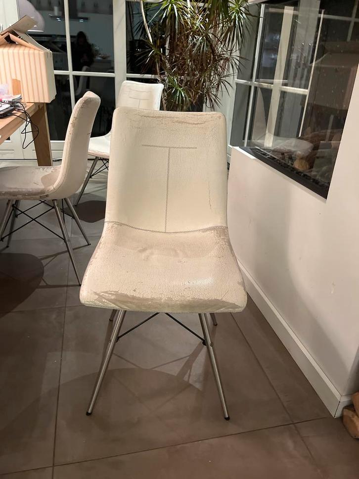 6 Xooon Eetkamerstoelen - Gratis af te halen, Huis en Inrichting, Stoelen, Gebruikt, Vijf, Zes of meer stoelen, Metaal, Wit, Ophalen