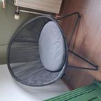 Draadstoel van staal z.g.a.n. incl kussen, Huis en Inrichting, Ophalen of Verzenden, Zo goed als nieuw, Zwart, Eén