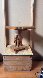 Vintage handgemaakt Afrikaanse olifant tafeltjeVintage hand, Minder dan 55 cm, Olifant, G, Rond