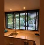 Zwarte Houten Jaloezieën 234 x 127 cm - 6cm brede lamellen, Gebruikt, 100 tot 150 cm, Bruin, 200 cm of meer