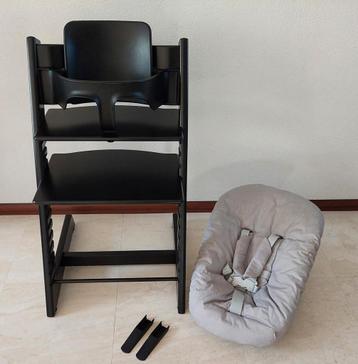 Stokke tripp trapp zwart origineel met babyset en newbornset beschikbaar voor biedingen