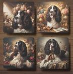 Engelse Springer Spaniël Barok onderzetters met houder, Ophalen of Verzenden, Nieuw, Glas of Kopje