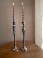 Zilverkleurige Kandelaars - Set van 2, Huis en Inrichting, Woonaccessoires | Kandelaars en Kaarsen, Gebruikt, 25 tot 50 cm, Ophalen of Verzenden