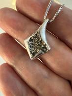 S219/Zilveren Vintage AHS minimalistische Brutalist ketting, Sieraden, Tassen en Uiterlijk, Kettingen, Gebruikt, Verzenden, X