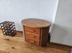 Nachtkastje van hout en riet 3 laden, Ophalen, 55 tot 70 cm, Hout, 65 cm of meer