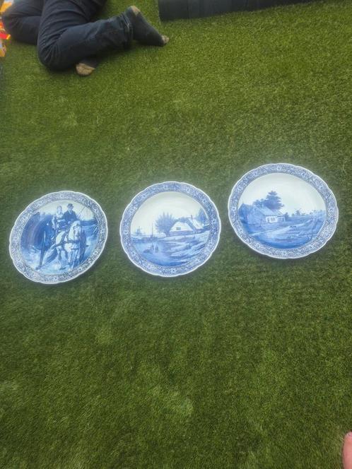 3 Grote Delfts Blauwe Borden, Antiek en Kunst, Antiek | Schalen, Ophalen