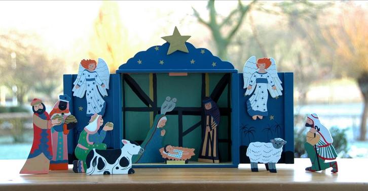 Houten Kerststal, Diversen, Kerst, Zo goed als nieuw, Ophalen of Verzenden