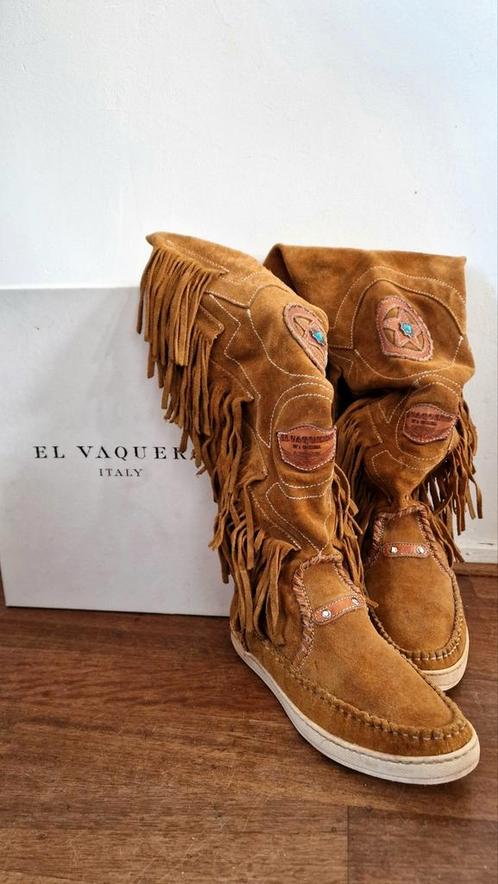 El Vaquero overknee boots met franjes - suede - maat 38 - co, Kleding | Dames, Schoenen, Zo goed als nieuw, Ophalen of Verzenden