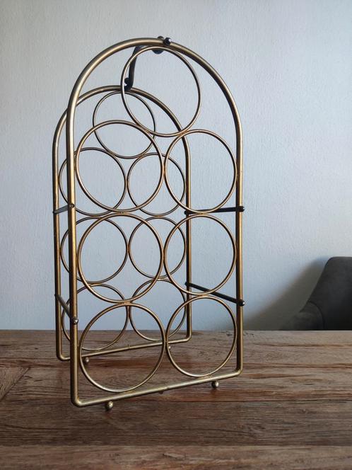 Goudkleurig wijnrek, Huis en Inrichting, Woonaccessoires | Wijnrekken, Zo goed als nieuw, Minder dan 50 cm, Metaal, 5 tot 15 flessen