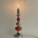 vintage Space-Age design LAMP chroom oranje retro tafellamp, Ophalen of Verzenden, Metaal, Minder dan 50 cm, Vintage mid century space-age design sixties seventies retro