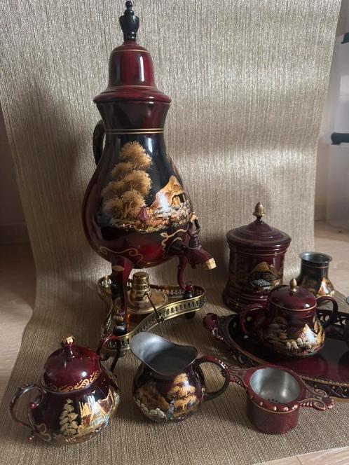 Hollandse tinnen theeservies-/samovarsset, Antiek en Kunst, Antiek | Tin, Ophalen