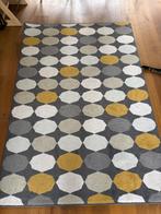 Vloerkleed geel/wit/grijs geblokt, Ophalen, Gebruikt, 100 tot 150 cm, 150 tot 200 cm