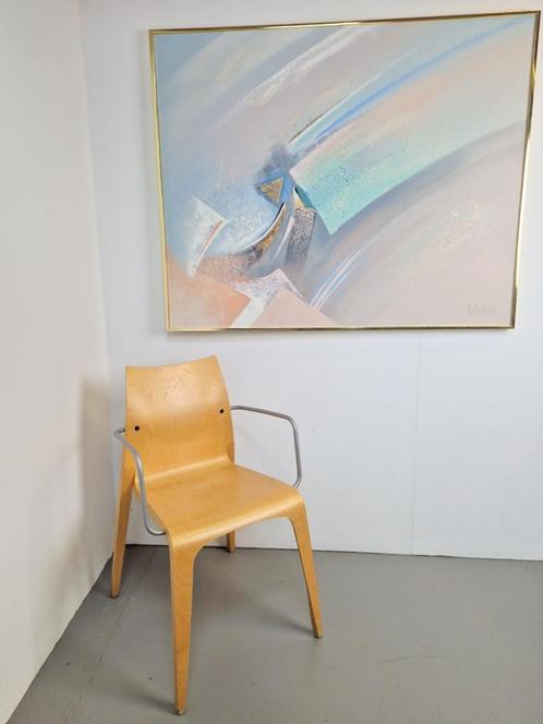 Vintage abstract schilderij lee reynolds '80 lijst messing, Antiek en Kunst, Kunst | Schilderijen | Abstract, Ophalen