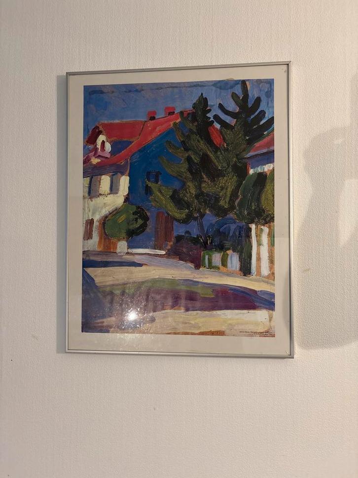 Schilderij: Huis met bomen, Antiek en Kunst, Kunst | Schilderijen | Klassiek, Ophalen of Verzenden