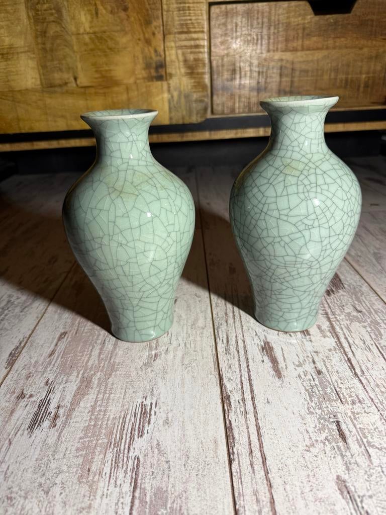 Chinese Celadon Vazen Qianlong Periode, Antiek en Kunst, Ophalen of Verzenden