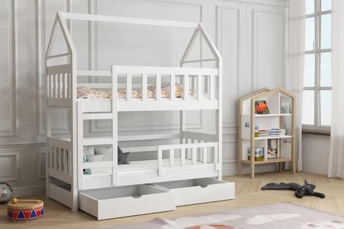 Stapelbed SUZY 160x75 of 180x75 matrassen witte KLEUR, Kinderen en Baby's, Kinderkamer | Stapelbedden en Hoogslapers, Nieuw, Stapelbed