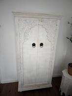 Oosterse witte houten kast handgemaakt met houtsnijwerk, Ophalen, 50 tot 100 cm, Zo goed als nieuw, 150 tot 200 cm
