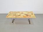 Vintage salontafel marmer onyx hars mid chroom century ´60, Ophalen, N, 50 tot 100 cm, N