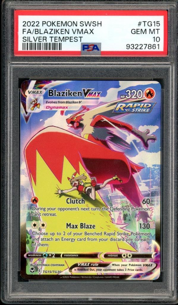 Blaziken VMAX [Full Art] PSA 10 - TG15/TG30 - Silver Tempest, Hobby en Vrije tijd, Verzamelkaartspellen | Pokémon, Zo goed als nieuw