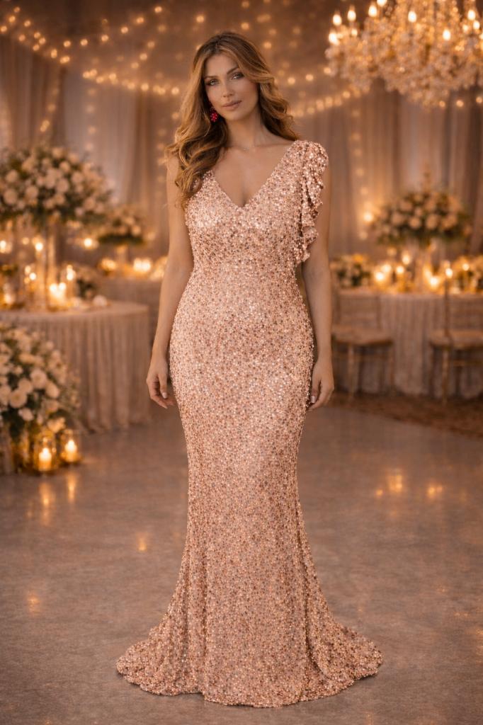 Glamoureuze elegante galajurk maat XL, Galajurk, Verzenden, Beige, Maat 46/48 (XL) of groter