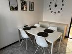 Tafel wit met stoelen 175x75x75, Huis en Inrichting, Tafels | Eettafels, Ophalen, 100 tot 150 cm, Vierkant, Zo goed als nieuw