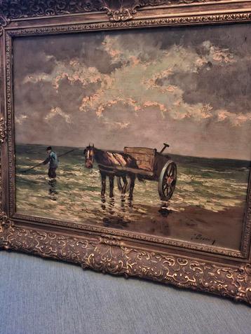 Prachtig strandtafereel van J. Bruinig beschikbaar voor biedingen