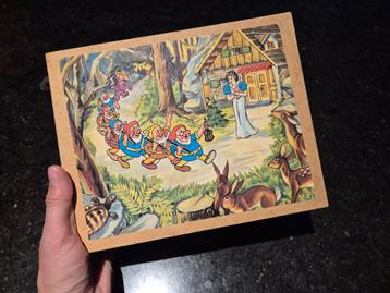 Vintage houten blokkenpuzzel sprookje sneeuwwitje  beschikbaar voor biedingen