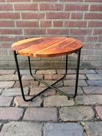 Tafel kan als bijzettafel mangohout met metaal, Ophalen, Minder dan 55 cm, Metaal of Aluminium, Rond