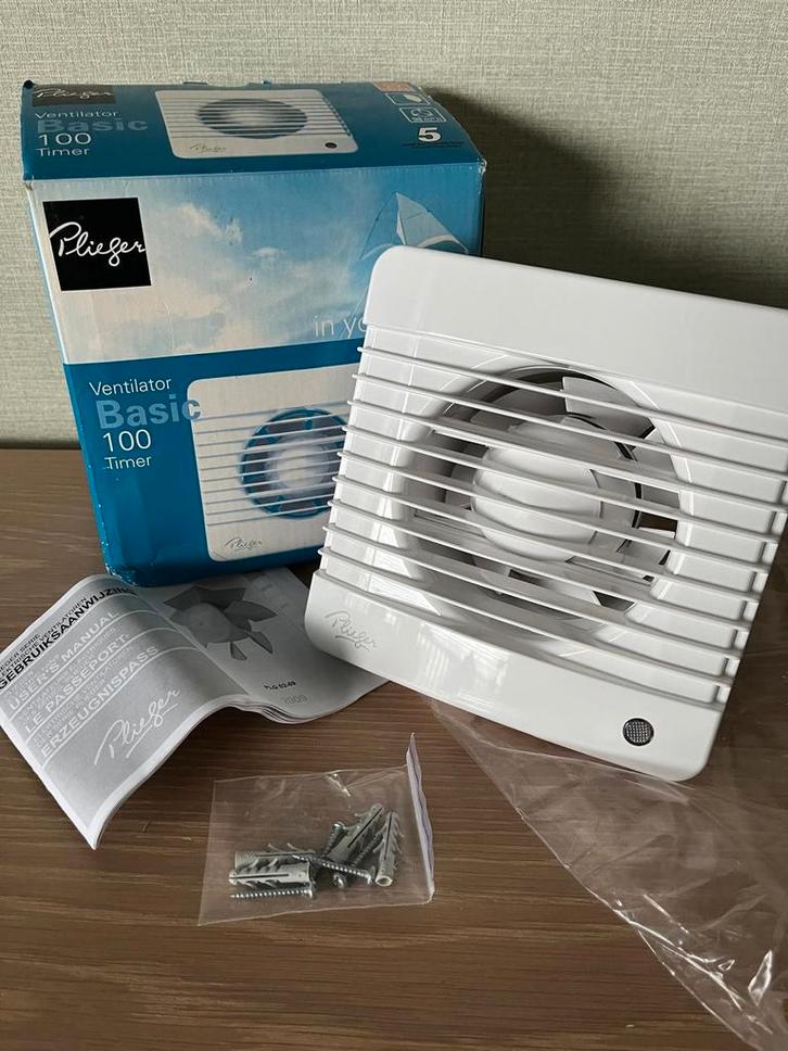 Plieger Ventilator Basic 100 Timer - Nieuwstaat, Doe-het-zelf en Verbouw, Ventilatie en Afzuiging, Ophalen of Verzenden