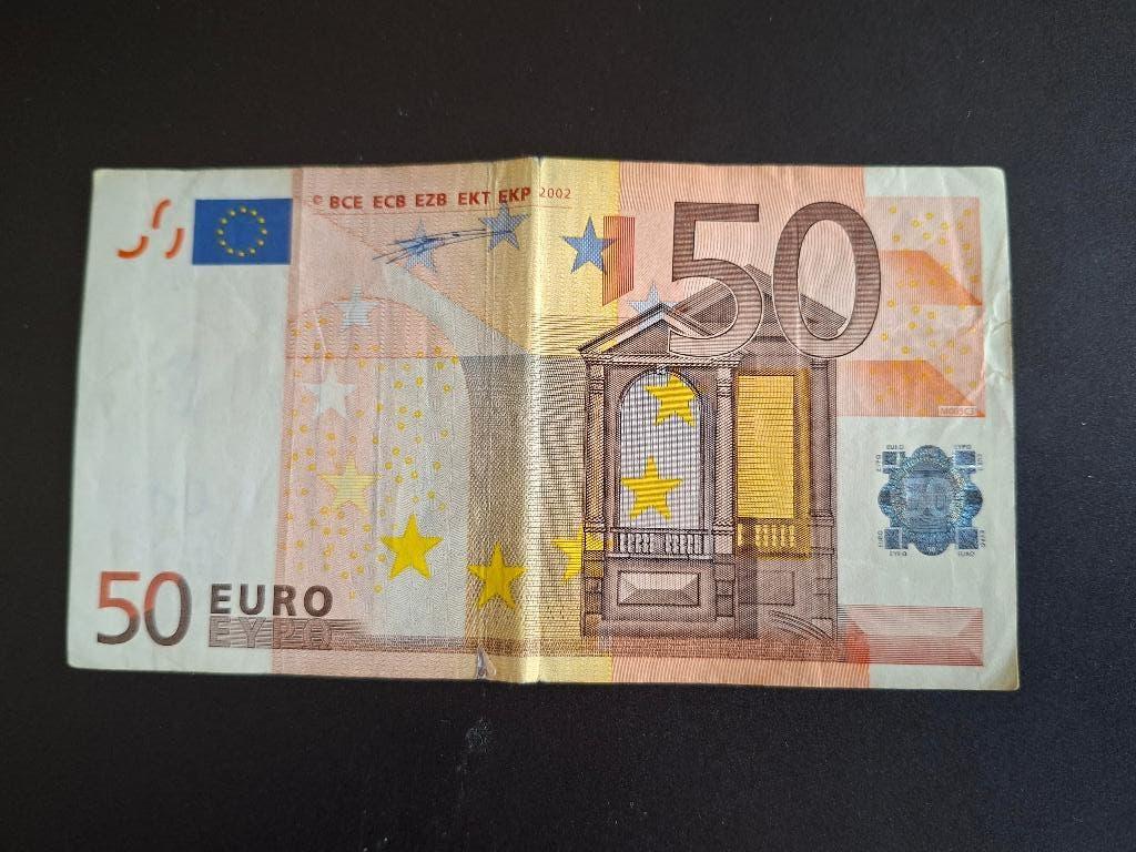 2002 Spanje 50 euro 1e serie Duisenberg printcode M005, Postzegels en Munten, Bankbiljetten | Europa | Eurobiljetten, Verzenden