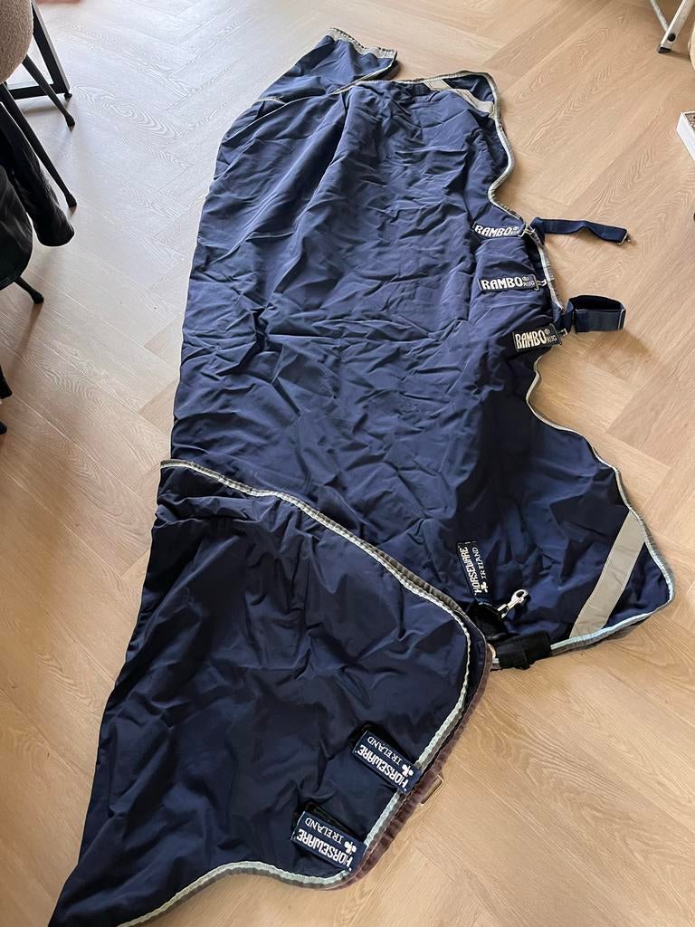 Horseware regendeken 100g met hals - 206, Dieren en Toebehoren, Linersysteem, Ophalen of Verzenden, Zo goed als nieuw, Overige maten