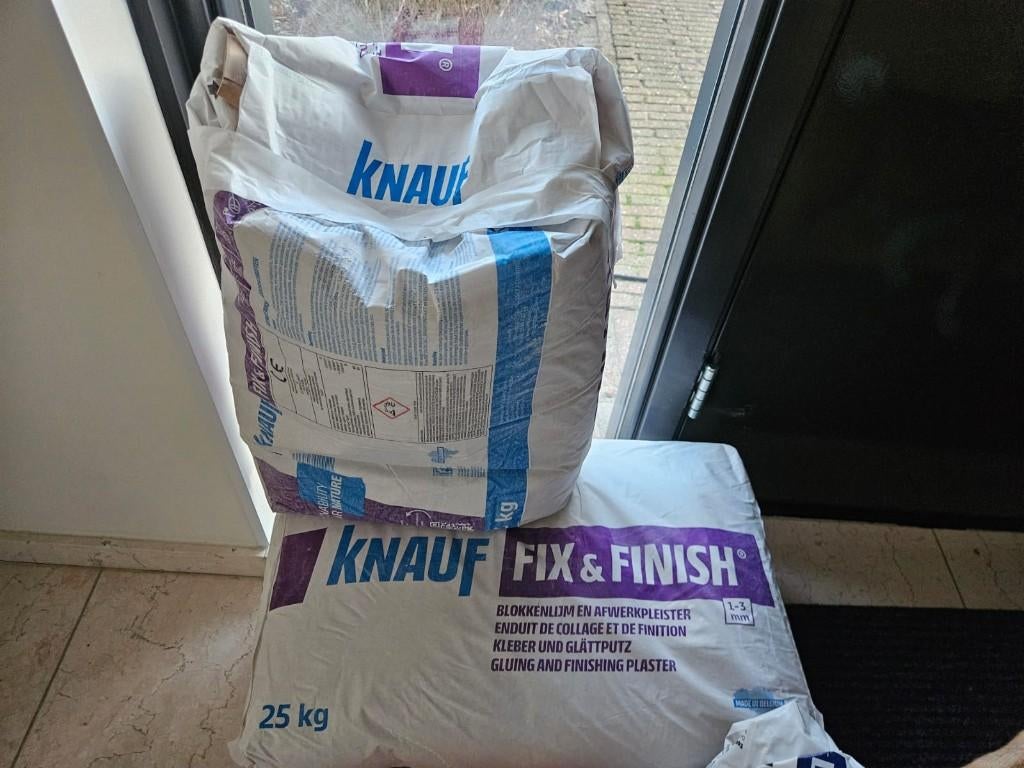 Knauf Fix & Finish zakken a 25 kg verpakking, Doe-het-zelf en Verbouw, Ophalen, Zo goed als nieuw, Overige typen